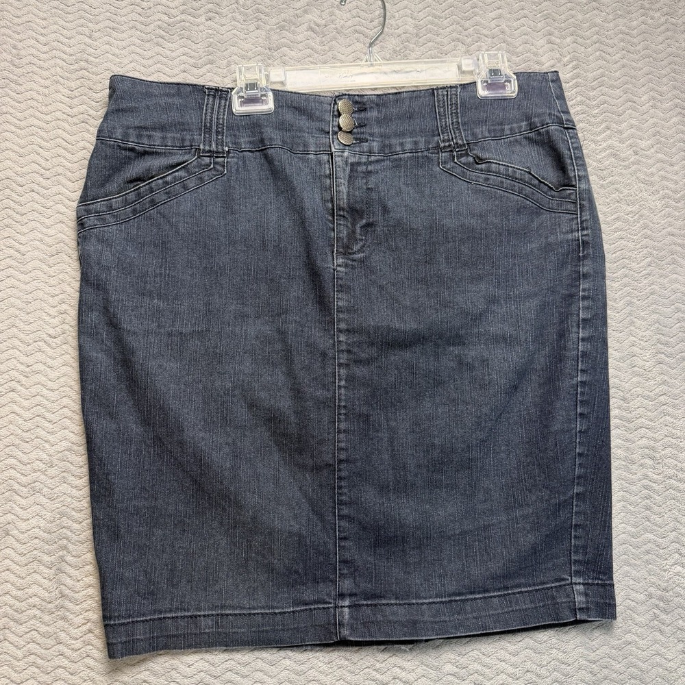 Denim Skirt Women's Size XL Medium Wash Pockets Utility Chic Boho Americana - Picture 1 of 10